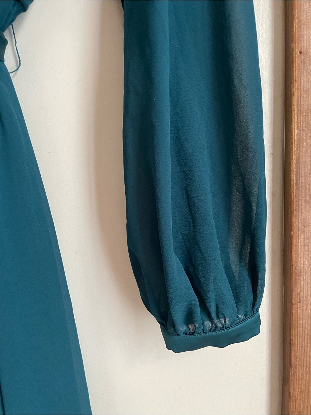 Baltic Born Evangeline Long Sleeve High Low Chiffon Dress Teal - Picture 6 of 13
